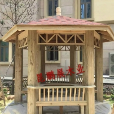 防腐木六角凉亭