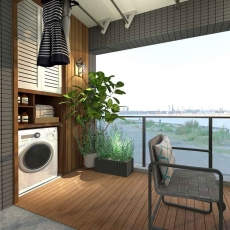 吊柜洗衣柜一体式木阳台设计